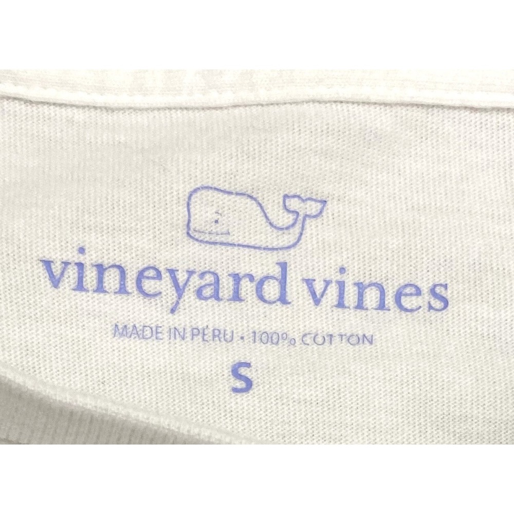 Vineyard Vines T Shirt Mens Small White T-Shirt Long Sleeve Whale Happy Holidays - Picture 5 of 5